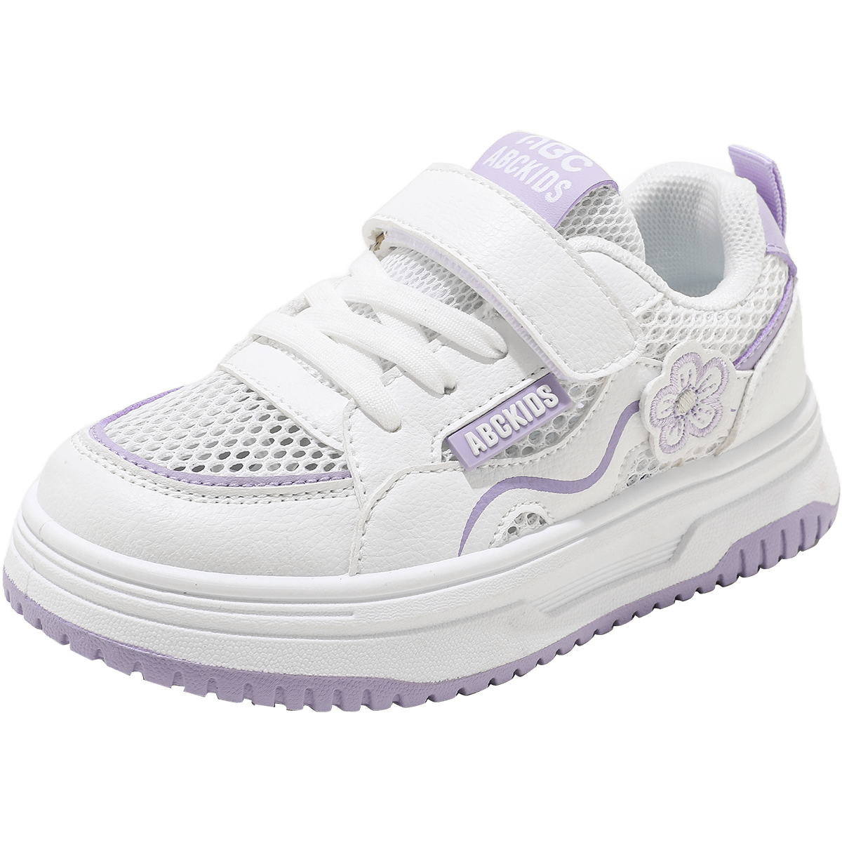 ABC KIDS Kids Spring White Sneakers Breathable Mesh Youth Sports Shoes White Purple Size 34