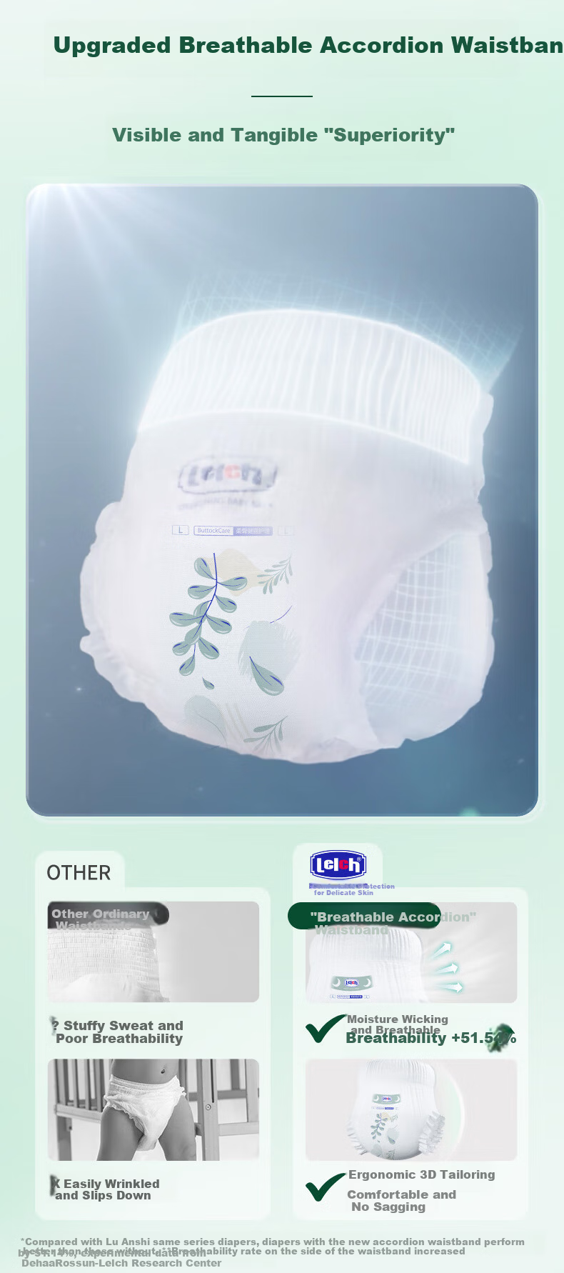 Lelch Day And Night Pure Pure Diapers, Size L, 76 Pieces (9-14kg), Ultra-Thin for Night Use, Baby Diapers 10