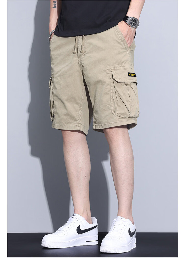JEEP Men's Summer Casual Breathable Cargo Shorts Straight Fit Khaki 32 10