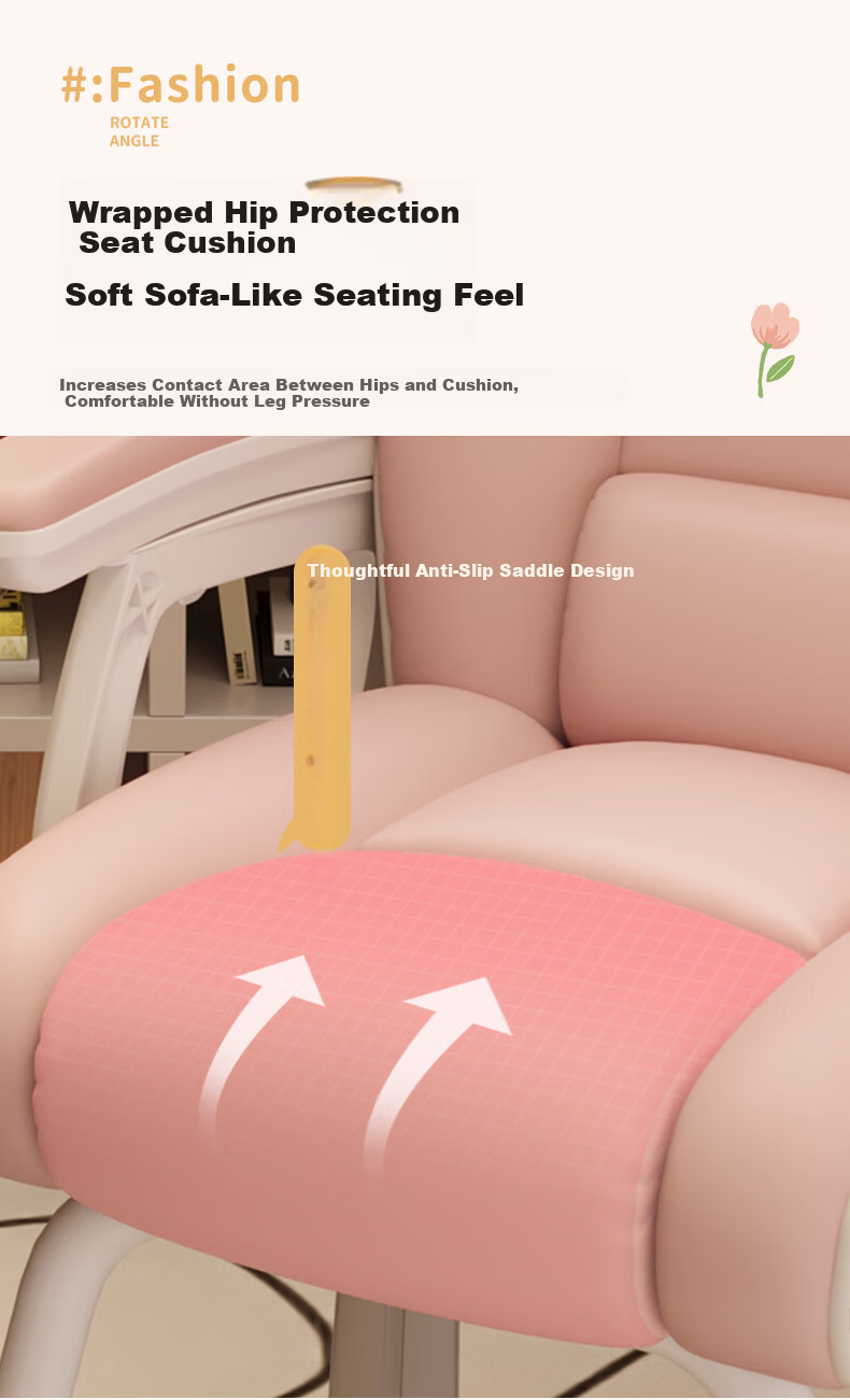 Chibilun Computer Chair Study Chair Bedroom Home Gaming Chair Ergonomic Reclining Backrest Chair Comfortable for Long Sitting 17