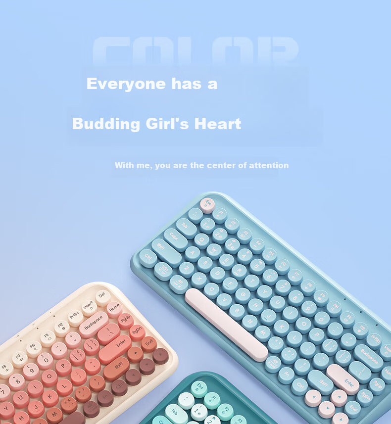 B.O.W Hangshi K500D Dual-Mode Bluetooth Wireless Keyboard Ultra-Thin Portable Office Tri-Mode 84-Key Keyboard for Phone iPad Tablet Laptop Starry Purple Color Block 7