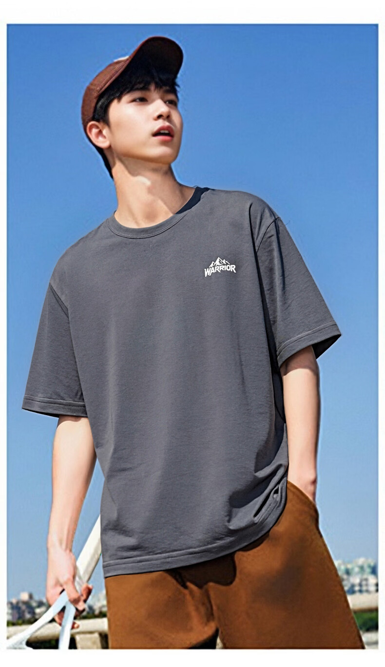Warrior Men's Short-Sleeve Summer T-Shirt, Xinjiang Cotton Round Neck Undershirt, Versatile Top for Me 14