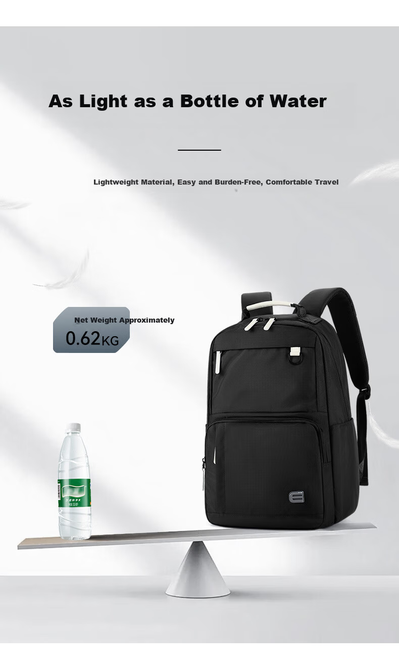 Edison Business Commuter Travel Backpack Laptop Bag Men's Backpack Y108-1 Classic Black 12