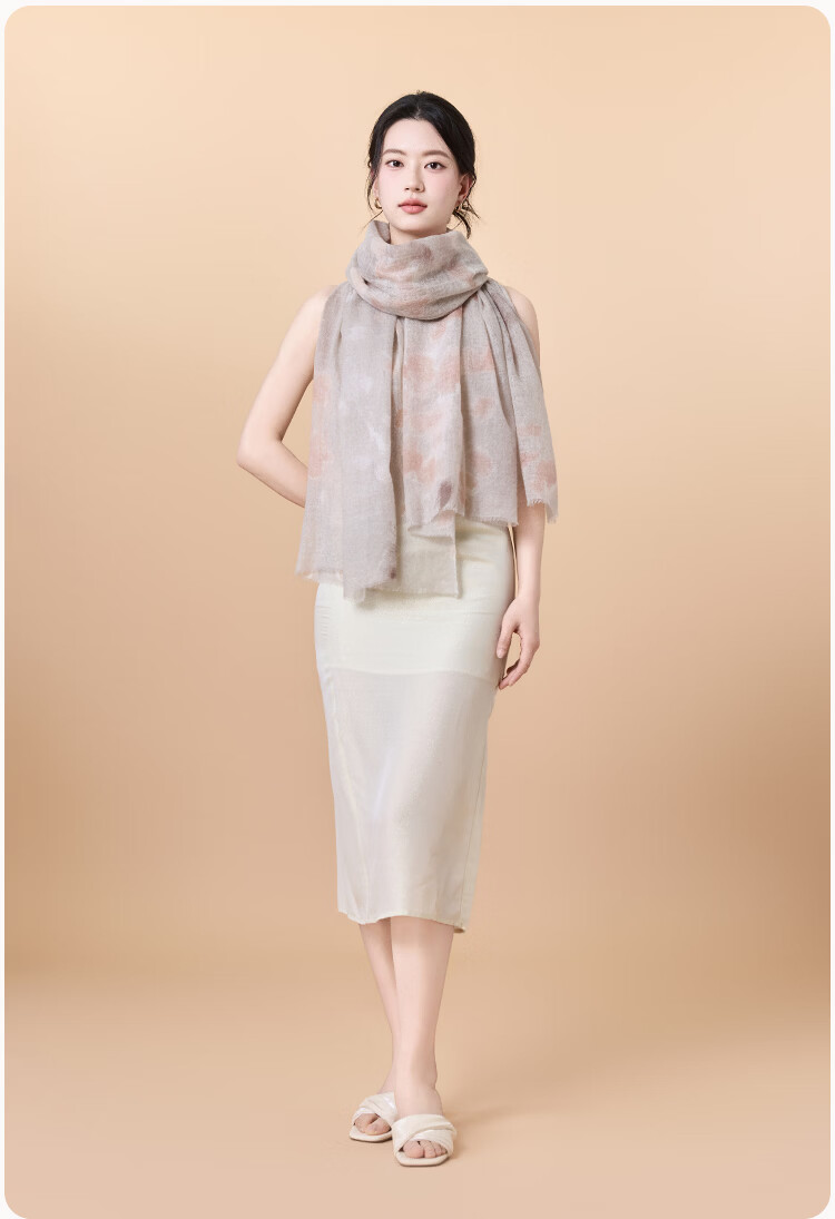 JIUMU 100% Cashmere Fine-Spun Cloud Mist Yarn, Finger Ring Fleece, Large Shawl Scarf, Gift for Teachers And Mothers 12