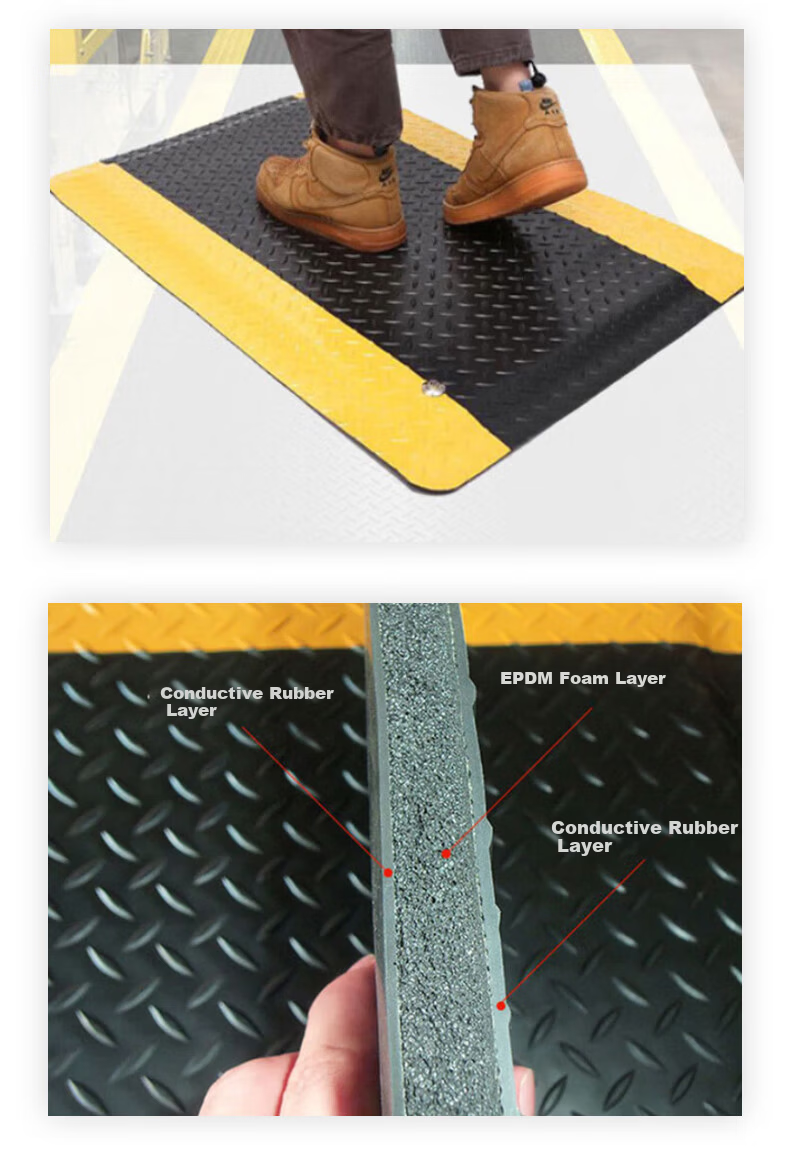 LABORS LBS-127 Anti-Slip Rubber Mat Anti-Static Foot Mat Workshop Floor Mat Industrial Anti-Slip Carpet 450MM×600MM 5