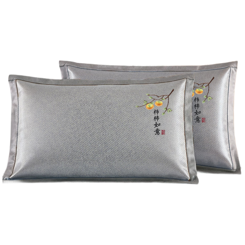 Hengyuanxiang Summer Ice Rattan Pillowcase Single Ice Silk Pillow Cover Rattan Cooling Pillow Core Isolation Cover Persimmon Wish