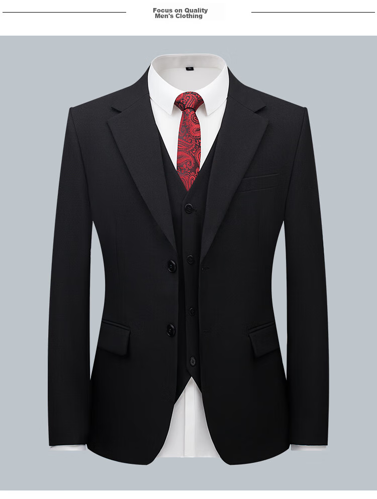 Patuowa Men's Suit, Business Professional Formal Wear, Single Suit for Weddings And Banquets, Slim Fit Dress Suit Jacket, Black, Size L 8