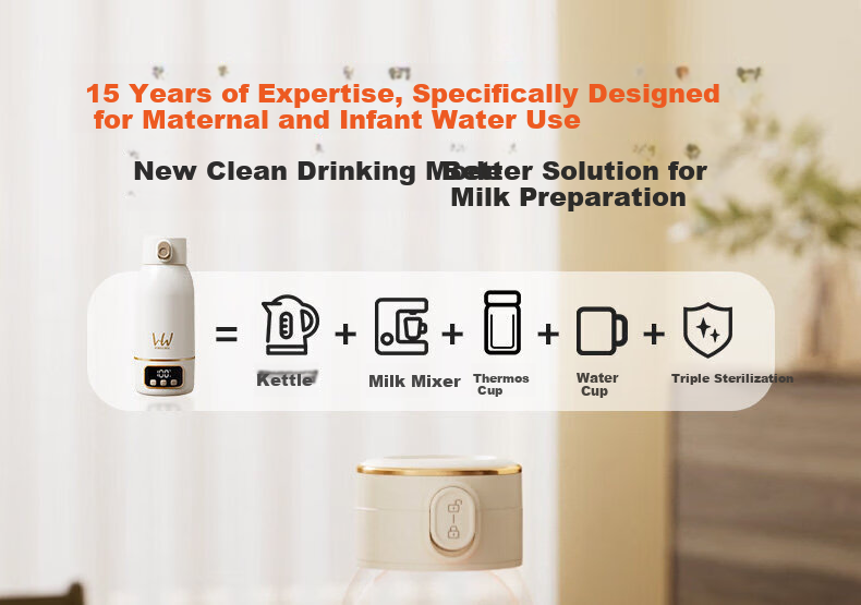 HeWu Wireless Portable Thermostatic Cup Thermostatic Kettle Baby Travel Milk Frother Water Boiling Cup Milk Warmer Fast Charging Set 5