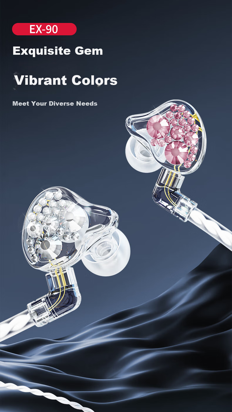 ISK EX-90 Wireless Monitoring Earphones Professional In-Ear Earbuds for Mobile K-Singing HIFI Stereo Host Live Streaming Gaming Recording Sound Card with Diamond Inlay One-to-Two Connection 9