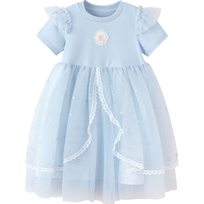 Balabala Girls Dress Children's Dress 2026 Summer New Baby Mesh Dress Sweet Princess Dress Exquisite Trendy