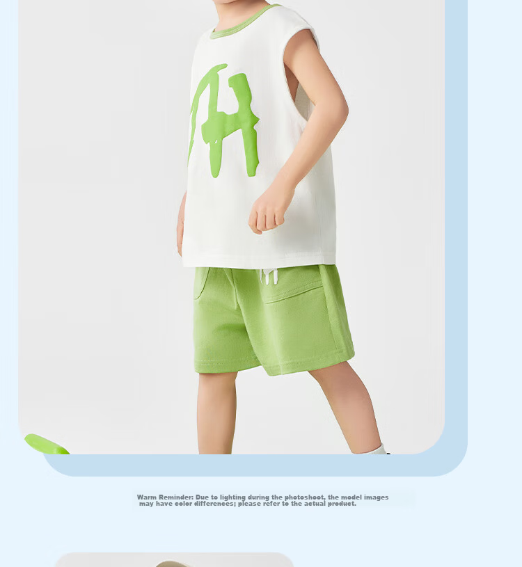 Minimumuwu Children's Clothing Set, Boys' Outfit 2026 New Style, Pure Cotton Sleeveless T-Shirt, Shorts for Girls, Summer Casual Thin Style, Kids' Vest 15