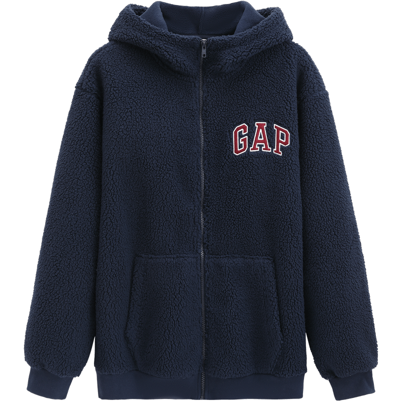GAP Unisex 2025 Autumn New Logo Embroidered Loose Faux Sherpa Zip-Up Hoodie 786507
