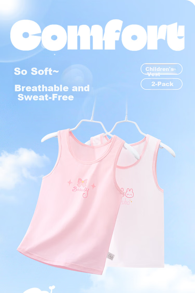 DEESHA Kids Girls Sleeveless T-Shirt Vest 2-Pack Basic Tops for Older Children 1