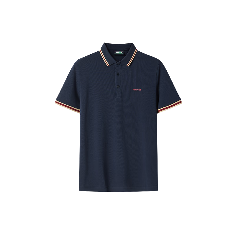 TEXWOOD Apple Standard Fit Summer Solid Color Casual Men's Polo Shirt Navy Blue L