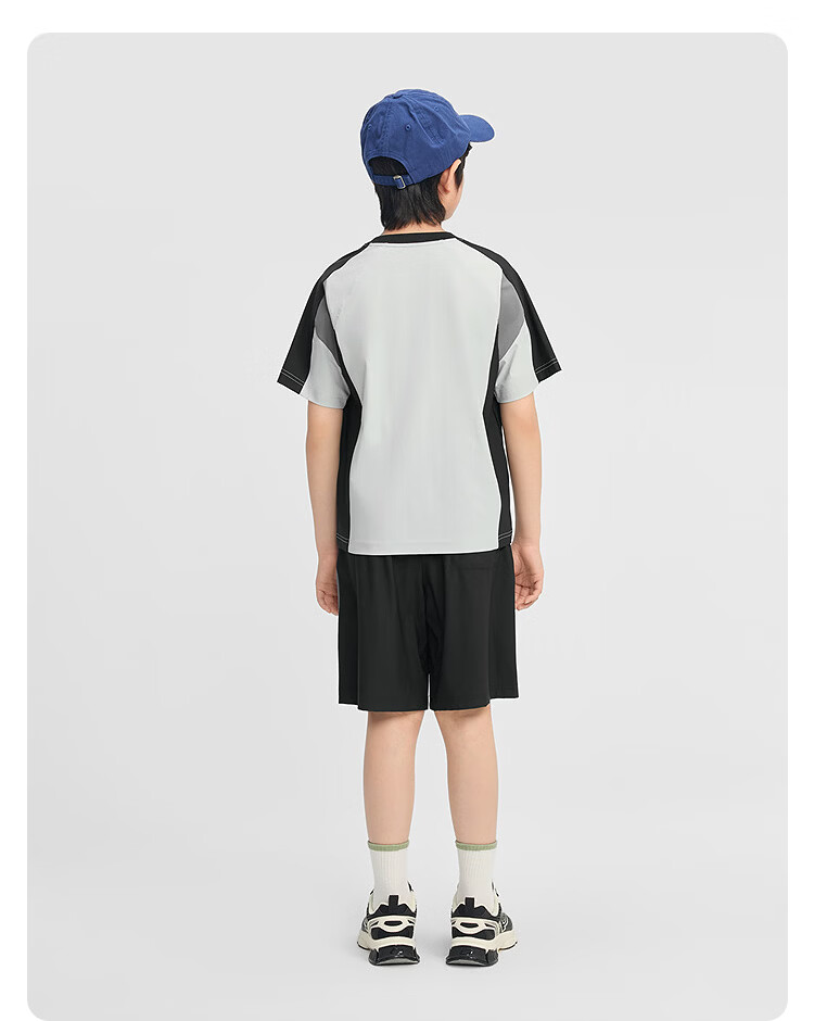 Balabala Boys Short Sleeve Set Children's Mid-to-Large Kids Two-Piece 2026 Spring Summer Quick-Dry Cooling Colorblock 53