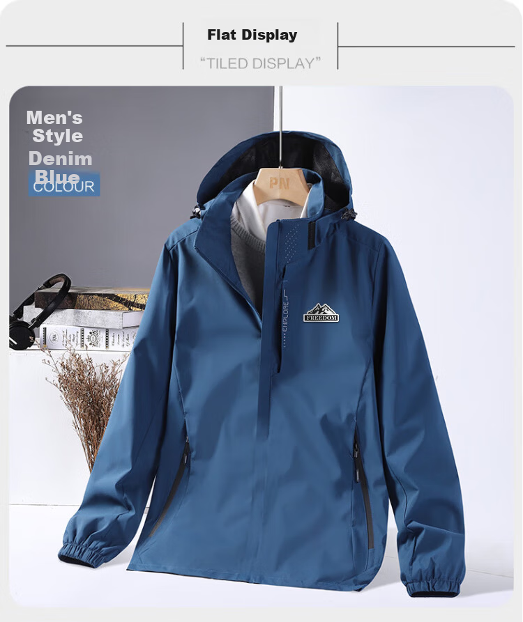 VANCAMEL Men's Jacket Spring Autumn Outdoor Sports Hooded Mountaineering Coat Dark Gray 3XL 9