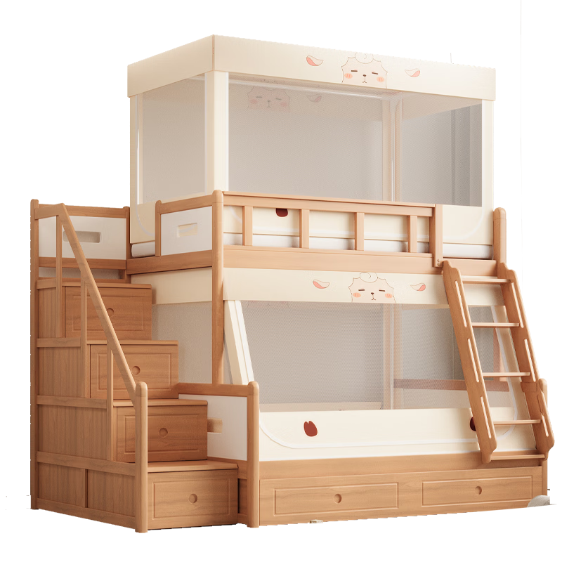 Lanwuxian Class A Home Baby Child Anti-Fall Fence Mosquito Net for Bunk Beds, Trapezoidal Lower Bed 1.2*1.9 Meters