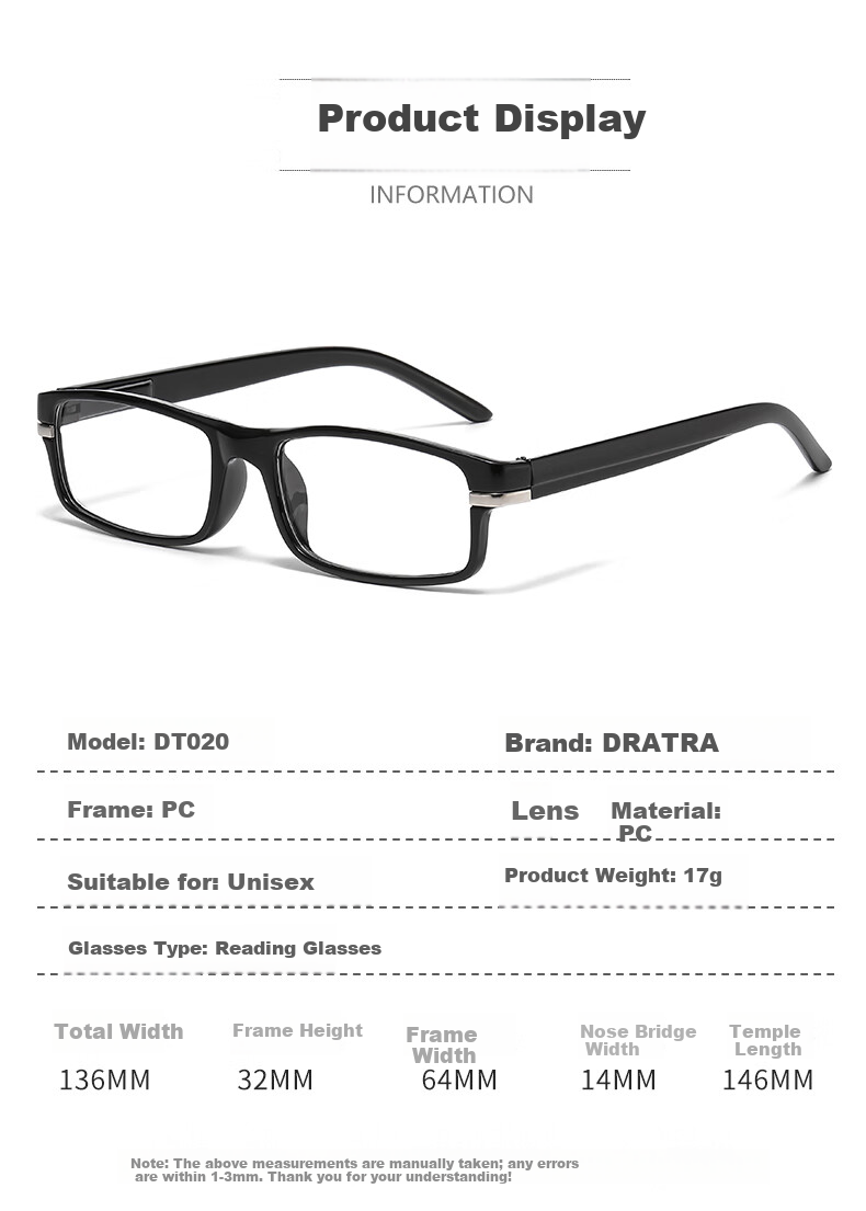 DRATRA Reading Glasses for Men, High-Definition Long-Sighted Glasses, Ultra-Light And Wear-Resistant, Middle-Aged And Elderly Phone Viewing Glasses, Presbyopic Glasses for Wome 5