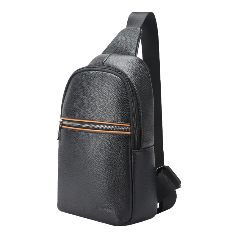 Bopai Crossbody Bag for Men, Top-Grain Leather Shoulder Bag, Business Fashion Travel Sports Bag, Lightweight Chest Pack for Work