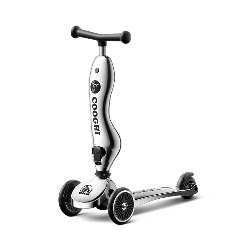 Cool Rider Kids Scooter Supreme V2 2-in-1 Multifunctional Ride-On Silent Steering Supreme Silver for Ages 1-5