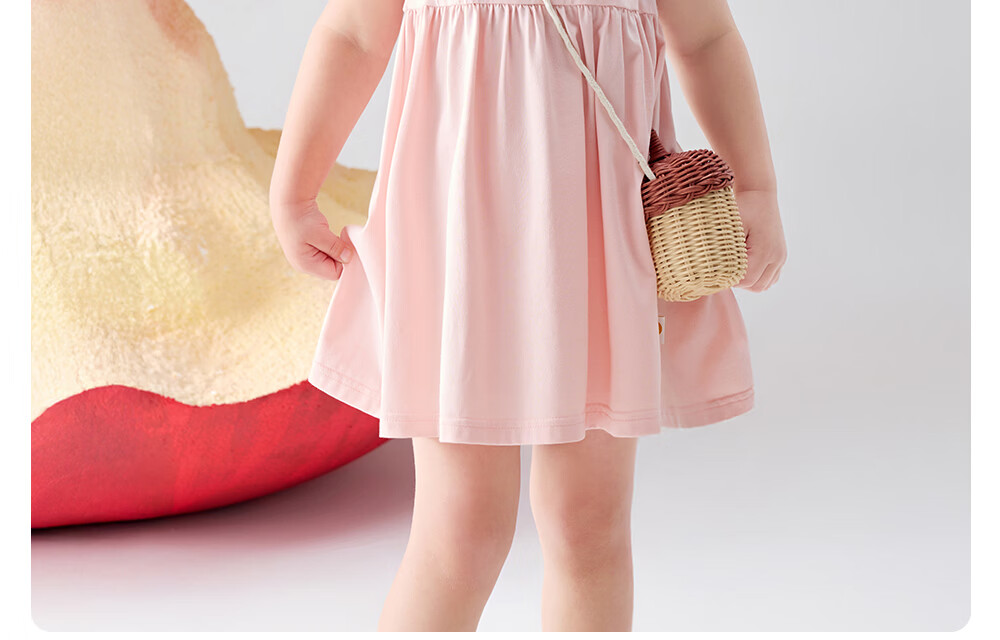 Betis Girls Summer Dress Children's Long Dress Thin Princess Breathable Sweat-Absorbing Polo Collar Baby Dress with Small Flutter Sleeves 32