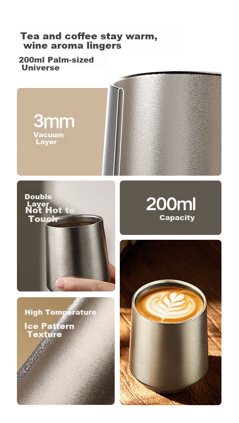 SIMELO Pure Titanium Coffee Cup Unisex Beer Mug Owner's Cup Latte Cup Tea Cup Outdoor Office Home Desktop Water Cup 2