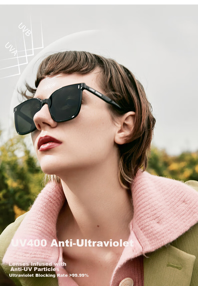LOESY Versatile Slimming Fashion Polarized Sunglasses UV Protection Driving Black Frame Black Gray Nylon Non-Polarized 8