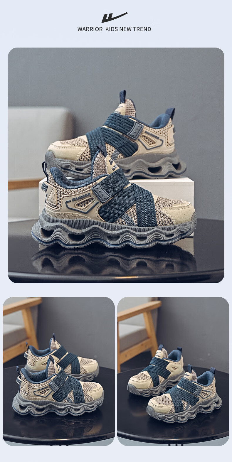 Warrior Boys' Summer Sports Shoes Children's Running Shoes Breathable Mesh Sneakers for Girls WZ-1586-1 Gray Green Size 35 6