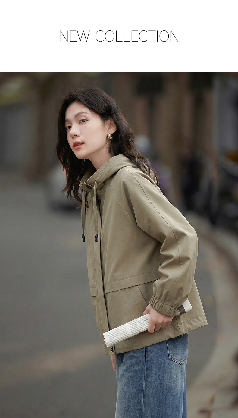 Demana [Cloud Oxygen Cotton Series] Autumn Drawstring Stand Collar Elastic Cuff Loose Slimming Trench Coat for Women Premium 1