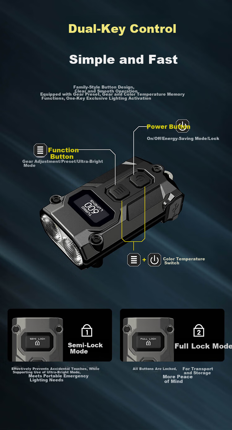 NITECORE TINI3 Shadow Gray Outdoor Keychain Light Multi-Color Temperature Smart EDC Portable Mini Flashlight 8