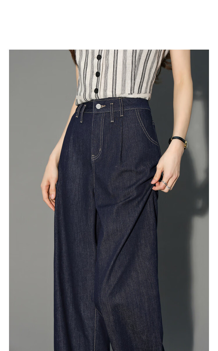 Demana Slimming Summer Cloud Oxygen Cotton Harem Pants Color-Blocked Piped Concealing Pleated Jeans for Women Premium Feel 4