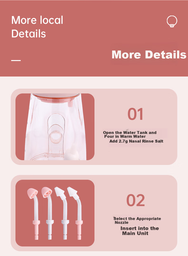 BILESHI Electric Oral Irrigator and Nasal Washer for Adults and Children, Sinusitis Relief Nasal Spray, Home Nasal Cleaner, Nasal Congestion Relief Device, Gift for Men and Women Valentine's Day 16