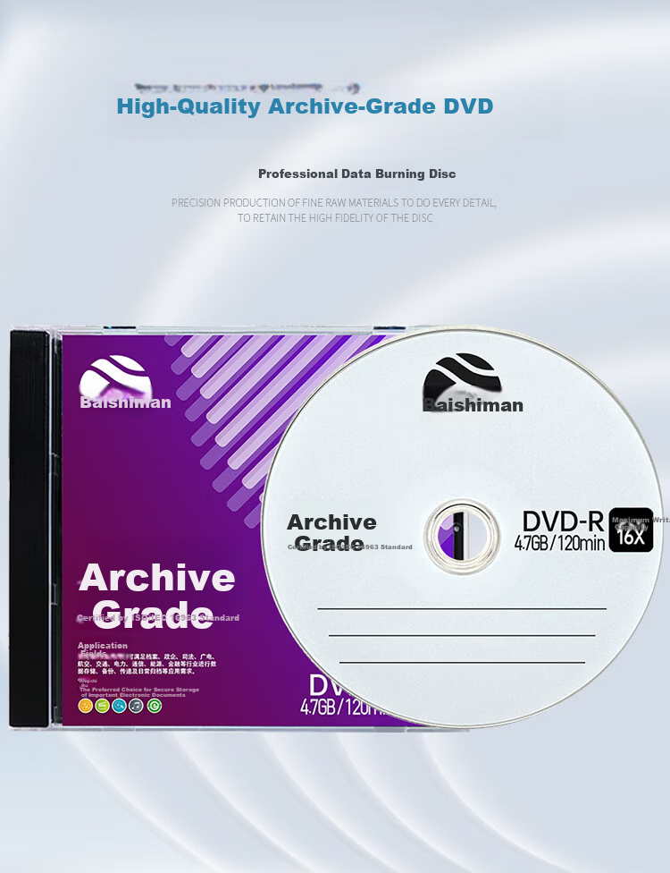 Baishiman DVD-R Disc/Recordable Disc 16x Speed 4.7GB Archive Grade Single Pack Blank Disc 3