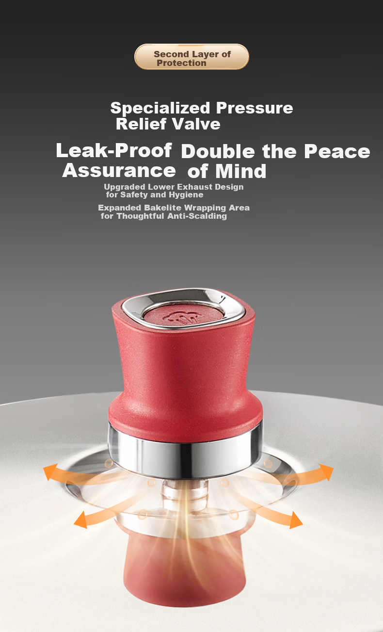 ASD Pressure Cooker 100KPa Household Pressure Cooker 304 Stainless Steel Explosion-Proof 4L Induction Cooker Compatible YS20A9WG 6