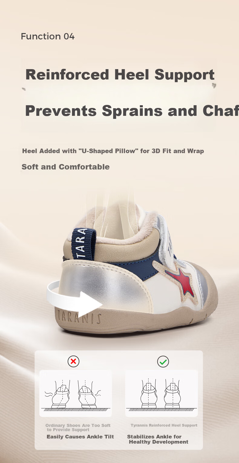 TARANIS Autumn Baby Pre-Walking Shoes Unisex Infant Functional Toddler Soft Sole Floor Shoes White/Black Size 20 4