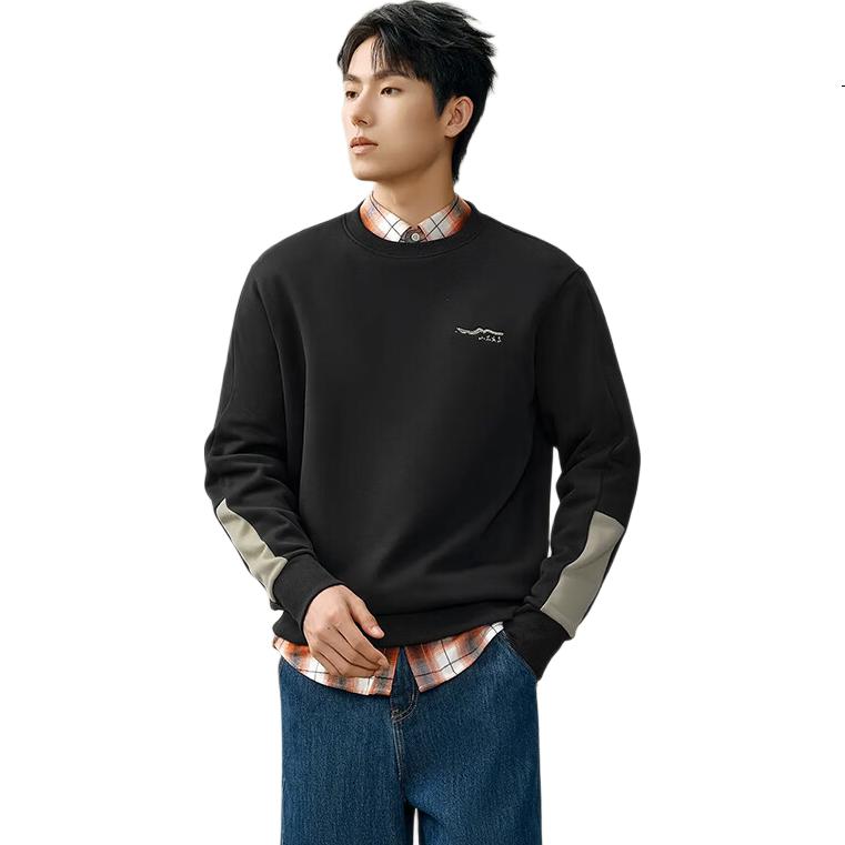HLA Men's Sweater 25 Mountain High Series Plus Velvet Round Neck Warm Long Sleeve Men's Winter