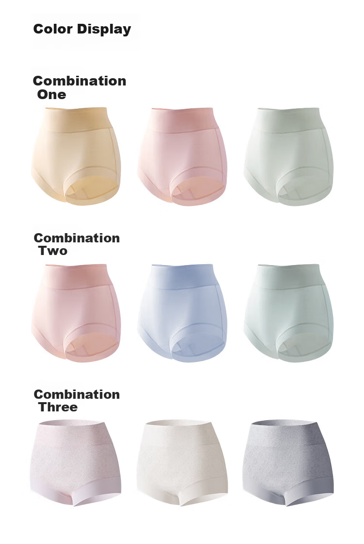 FENTENGCARE 3-Pack High-Waist Antibacterial Cotton Women's Underwear with 10A Antibacterial Gusset, Tummy Control, Seamless, Plus Size 6