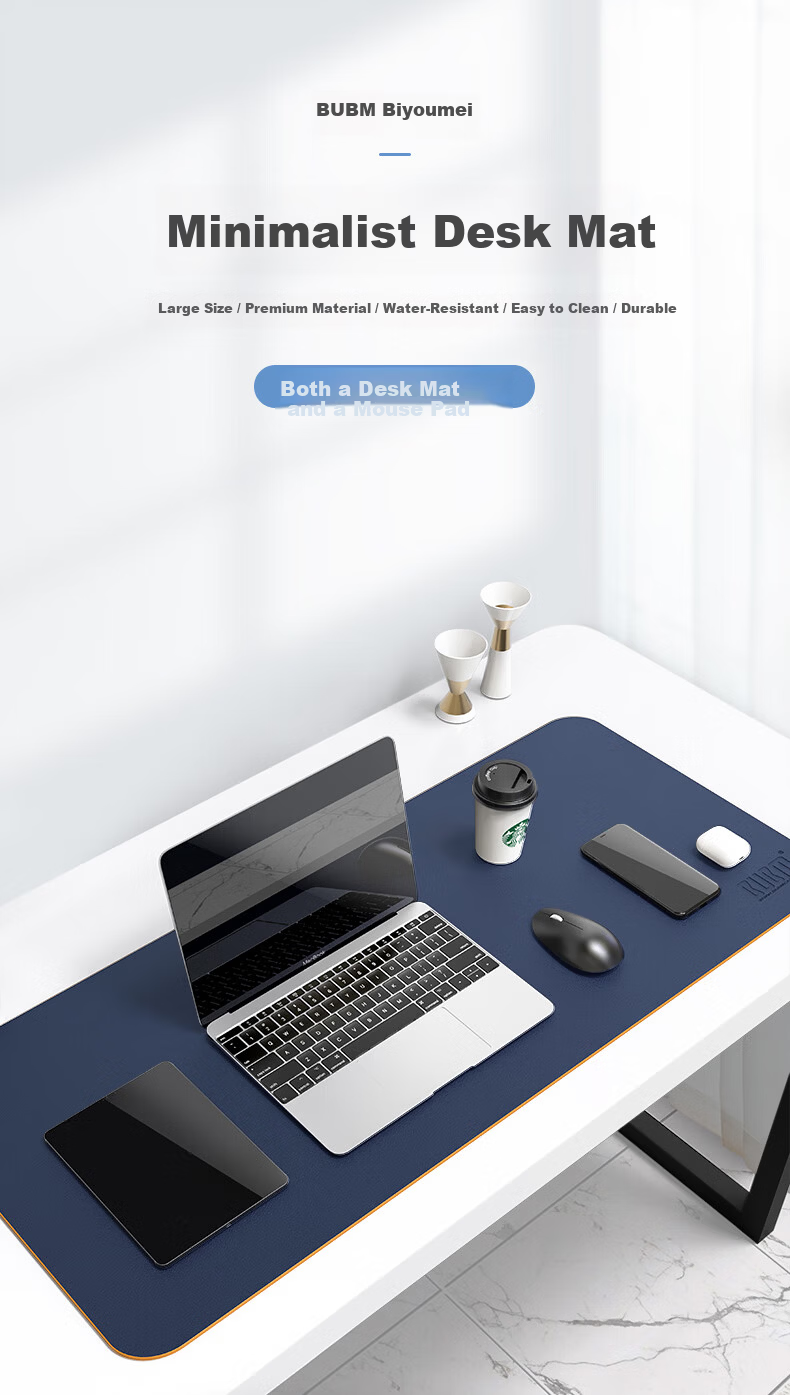 Biyoumei Large Mouse Pad Office Desk Mat Laptop Mat Keyboard Mat Writing Desk Desktop Mat Customizable Medium Gray+Metallic Silver 80x40cm 1