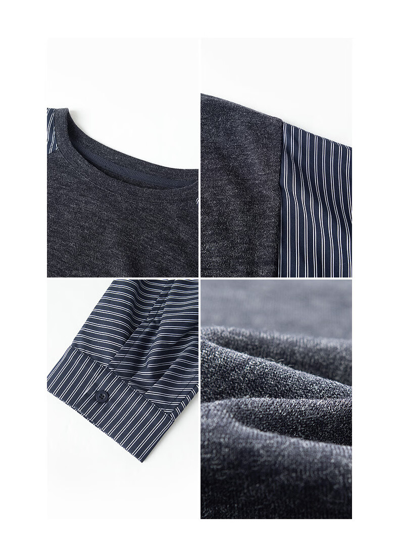 Demana [Free Relax] Autumn Simple Style Crew Neck Patchwork Striped Elastic Loose Slim Sweatshirt for Women Premium Feel 14