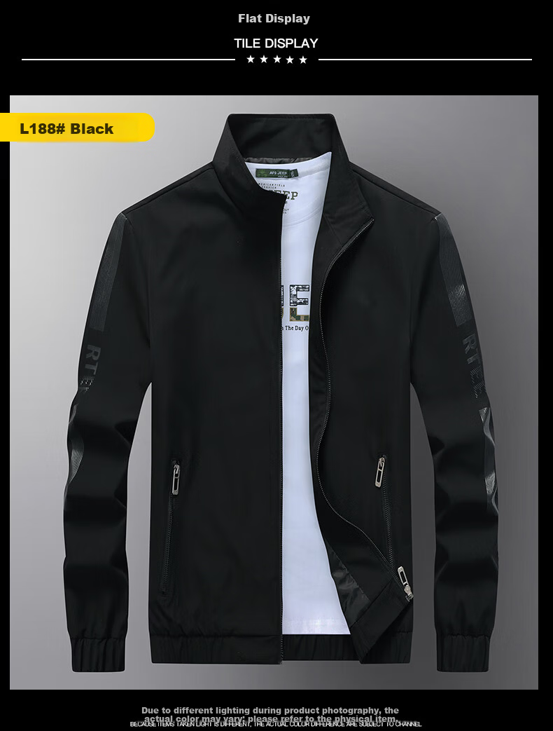 Jeanswest Men's Outdoor Sports Jacket Spring Autumn Turn-down Collar Trendy Casual Versatile Windproof Breathable Light Gray M 7