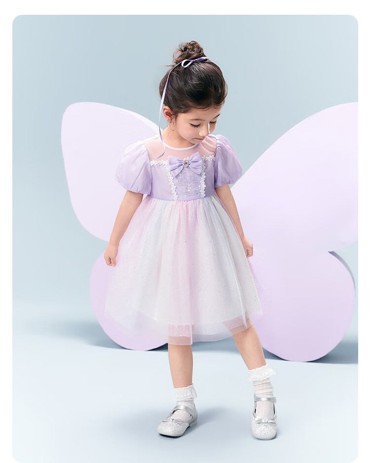 Balabala Girls' Dress Children's Dress Big Kids 2026 Summer Baby Mesh Dress Puff Sleeve Party Princess Dress 21