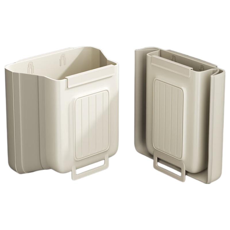 Baijiahao Foldable Wall-Mounted Trash Can No Lid 10L Large Foldable Cabinet Door Wall-Mounted Bathroom Storage Paper Basket