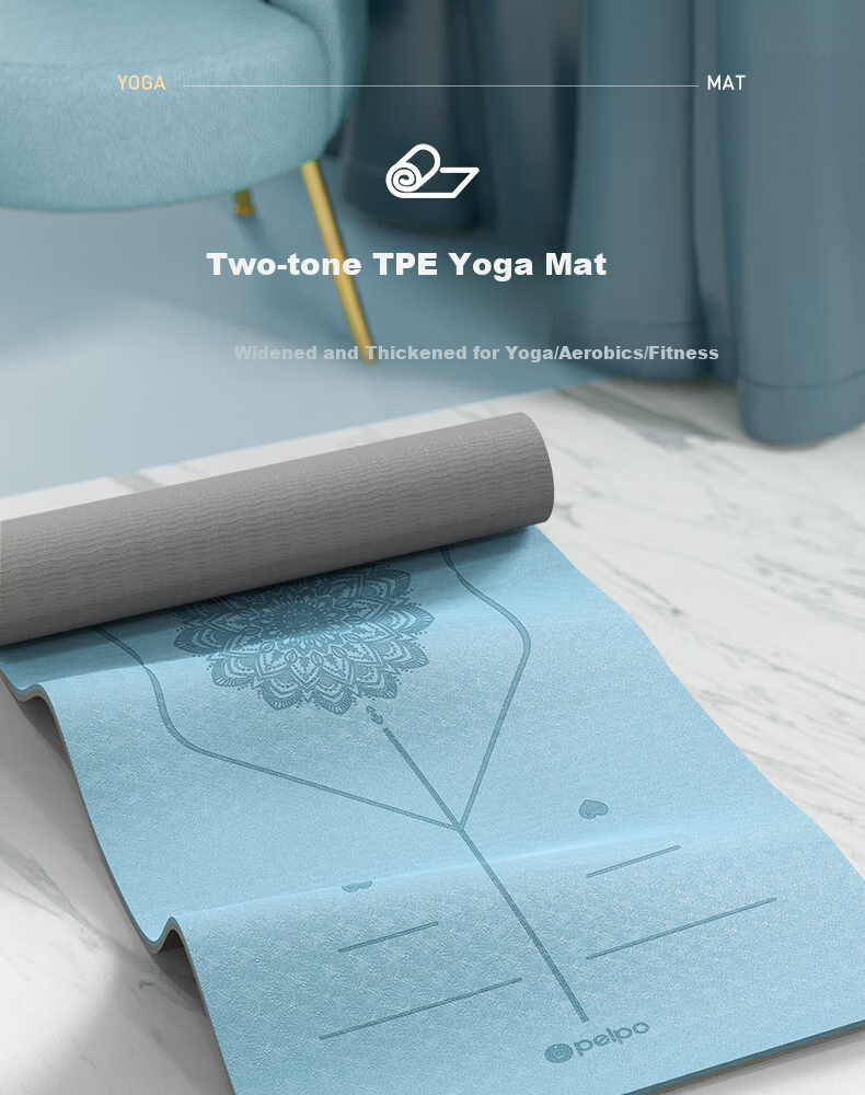 Paipu Dual-Color Thickened Extra-Long TPE Fitness Mat Yoga Mat Non-Slip Sports Home Floor Mat for Men and Women 1
