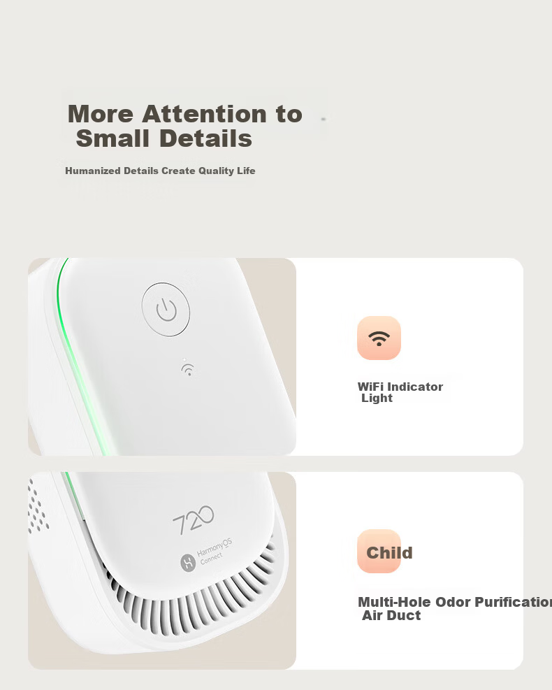 720 Pet Odor Removal Air Purifier for Cat and Dog Litter Odor, 99.9% Sterilization, Negative Ion Super Oxygen Deodorizer, Bathroom Freshener, Zero Consumables, Huawei Smart Link 25