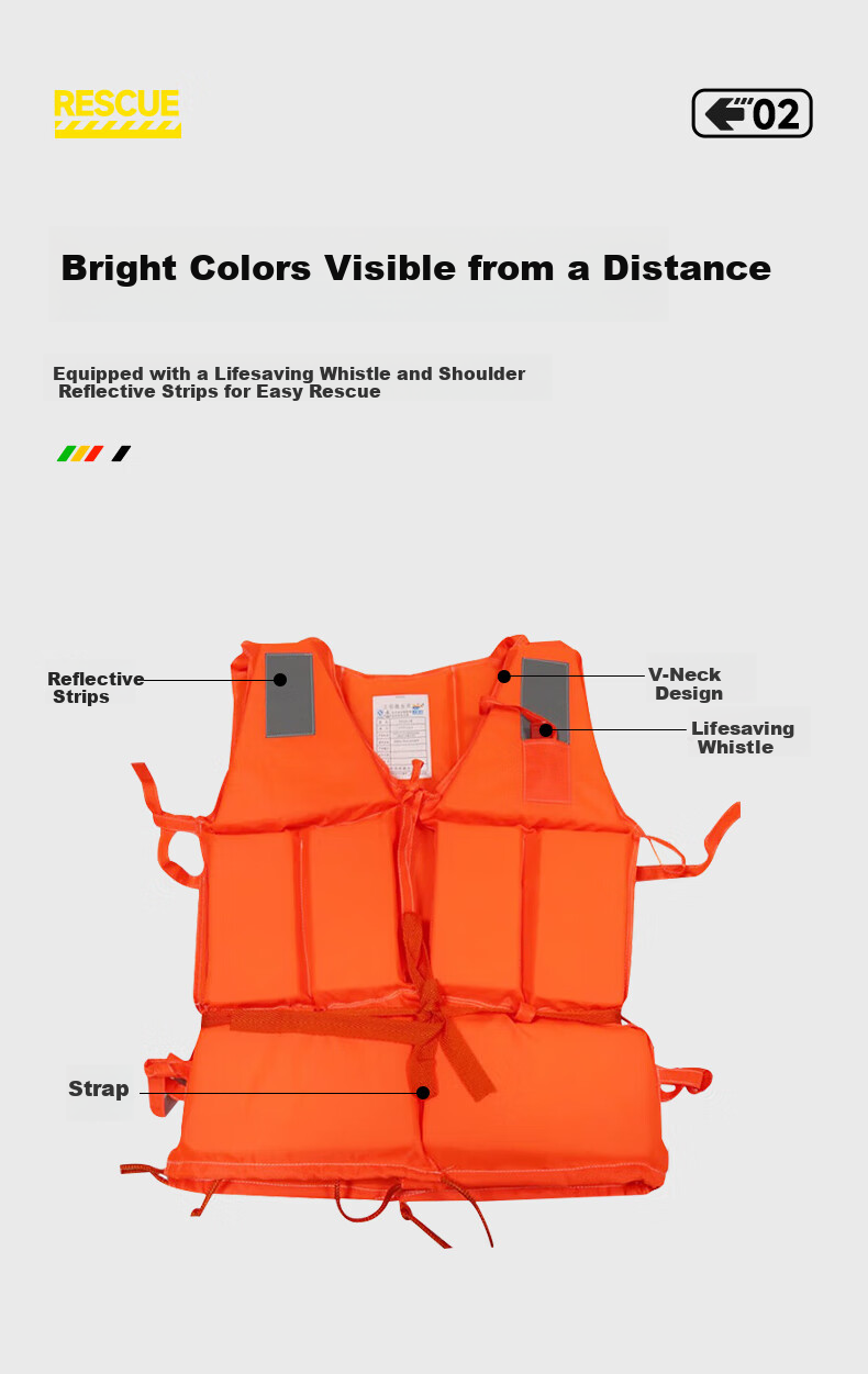 40,000 Kilometers Adult Life Jacket High Buoyancy Emergency Flood Vest with Reflective Strips Outdoor Boat Vest Snorkeling Survival Whistle 4