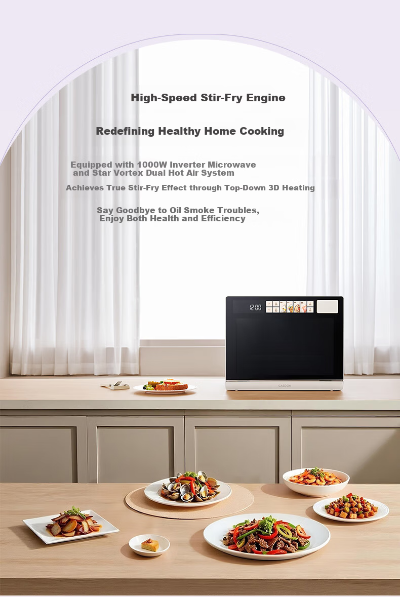 CASDON Yang Mi Recommended 32L Countertop Microwave Oven with Steam, Bake, Roast, and Air Fry Functions Dual Convection Purple Flame T8 6