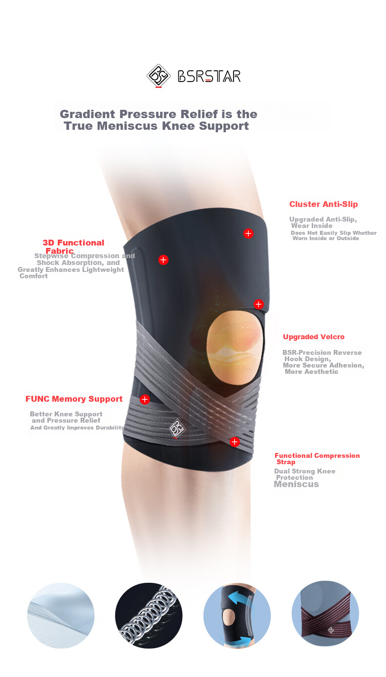 Bestray Meniscus Knee Brace Injury Knee Joint Protection Medical Basketball Grade Sports Professional Protective for Men and Women 7