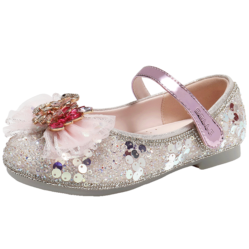 Belle Sequin Princess Shoes Kids 26 Spring New Mall Stage Fashion Shoes A7001A86 Pink Size 29