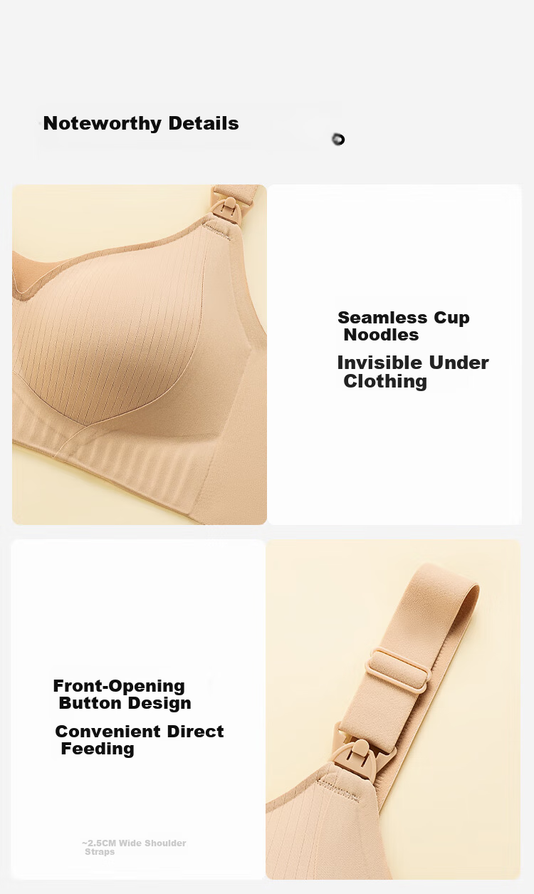 Moonbadi Maternity Nursing Bra for Pregnant Women, Convenient Shoulder Open Buckle, Bare Skin Seamless Wireless Push-Up Support Bra 10