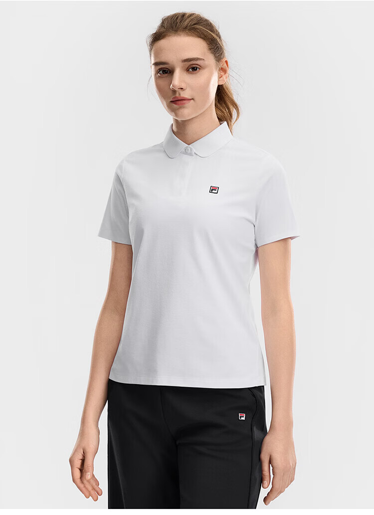 FILA Official Women's Knitted Short Sleeve Polo Shirt 2026 Summer Tennis Sports Quick-Dry Top 34